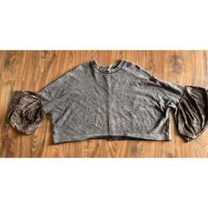 Free People Womens Sweater Bell Sleeves Drapey Brown M Oversized Boho